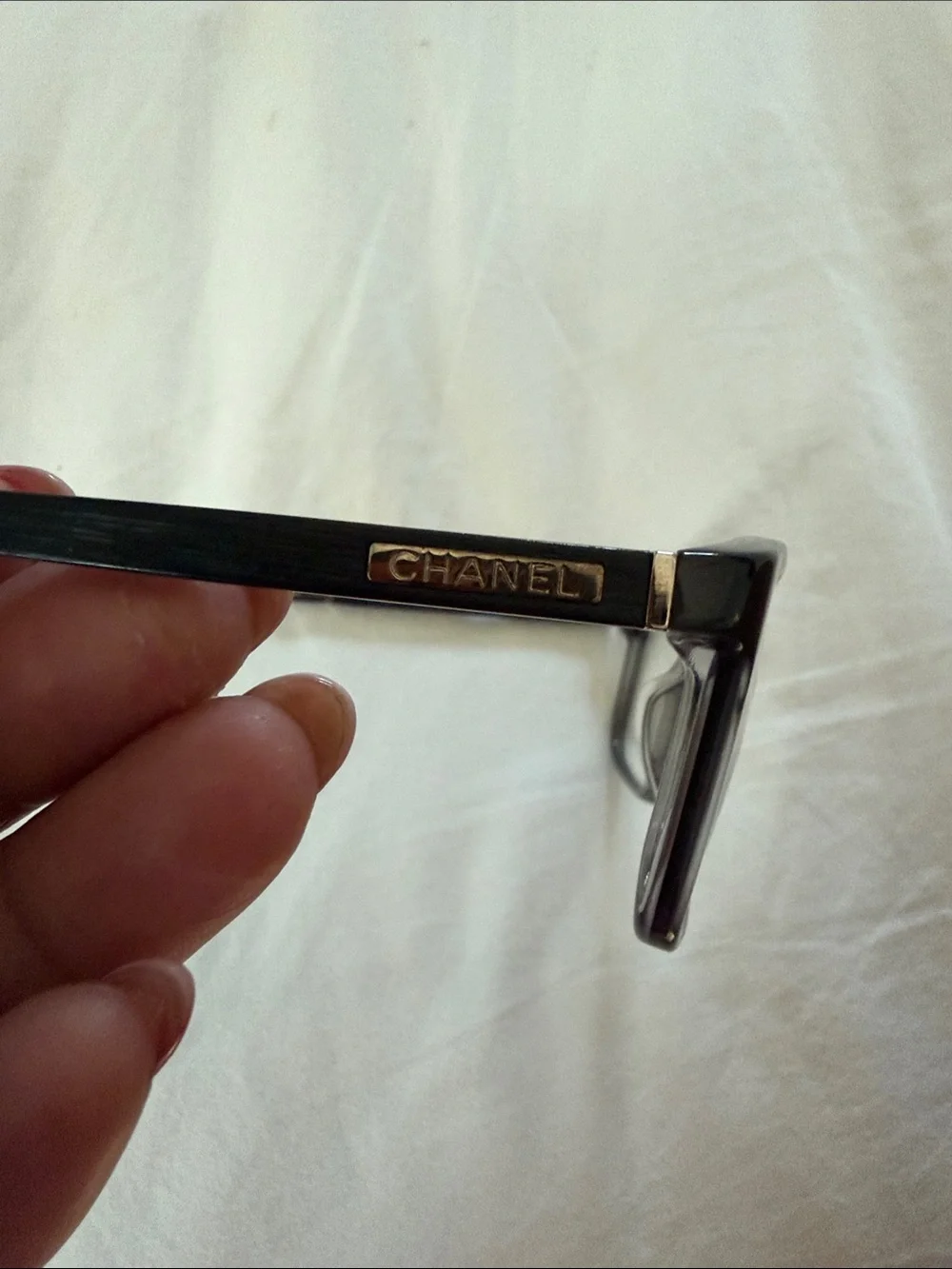 CHANEL prescription Black Frames with Gold Logo Plaque